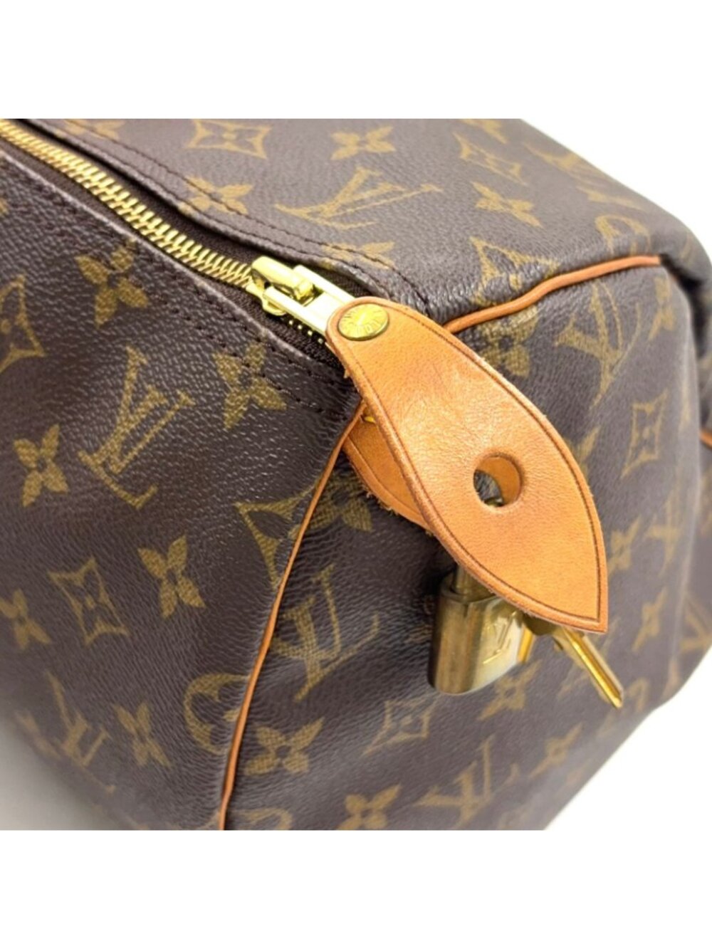 Louis Vuitton Speedy 40 Monogram Leather Brown Handbag Gold - Picture 10 of 15